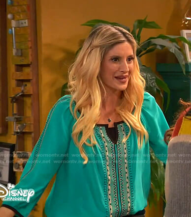 Chelsea’s green embroidered blouse on Ravens Home