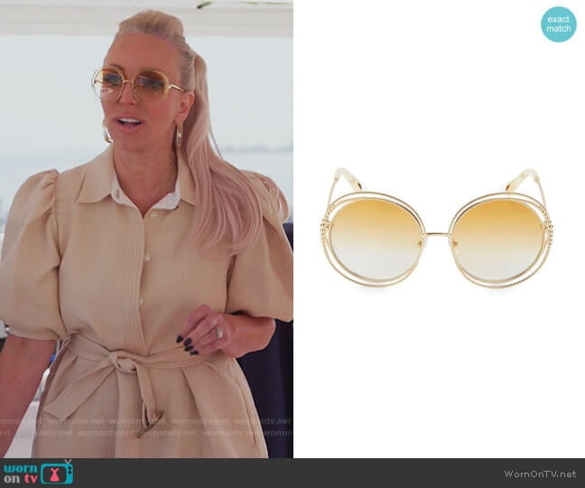 Chloe Carlina Chain 58MM Round Sunglasses worn by Margaret Josephs on The Real Housewives of New Jersey