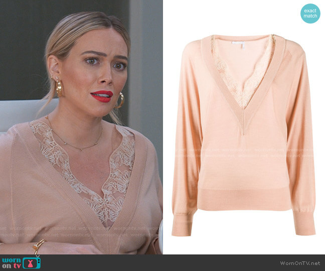 Chloe Lace Trim Jumper worn by Kelsey Peters (Hilary Duff) on Younger