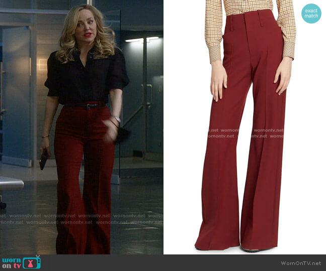 Chloe Stretch Wool Wide-Leg Trousers worn by Marissa Morgan (Geneva Carr) on Bull