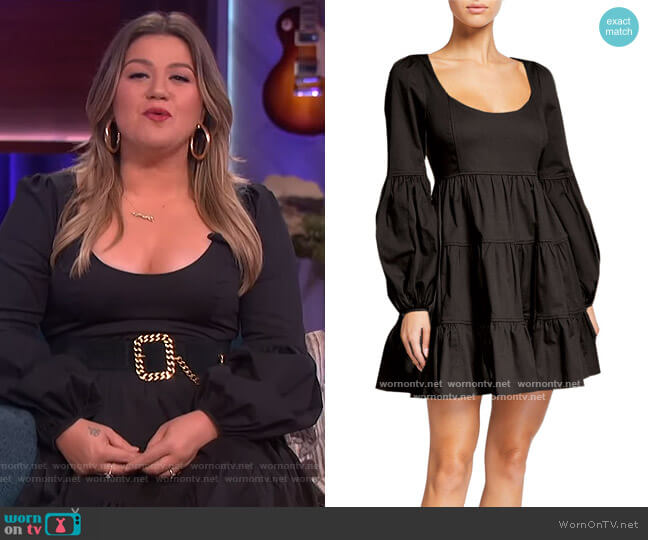 Cinq a Sept Rose Square-Neck Mini Dress worn by Kelly Clarkson on The Kelly Clarkson Show