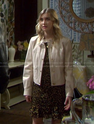 Claire’s black and yellow leopard print dress on Days of our Lives