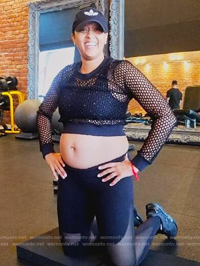 Cocoa’s black mesh crop top on Family Reunion