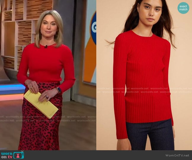 Cynthia Rowley Haven Ribbed Sweater worn by Amy Robach on Good Morning America