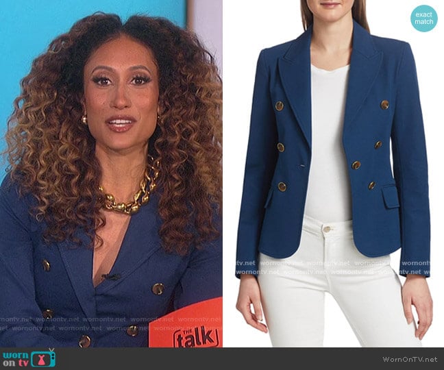 Derek Lam 10  Crosby Eliza Double-Breasted Stretch-Cotton Jacket worn by Elaine Welteroth on The Talk