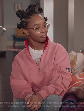 Diane’s pink utility sweatshirt on Black-ish