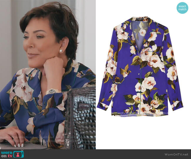 Dolce & Gabbana Floral Print Blouse worn by Kris Jenner on Keeping Up with the Kardashians