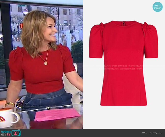 Dolce & Gabbana Short-sleeved Cady Fabric Top worn by Savannah Guthrie on Today