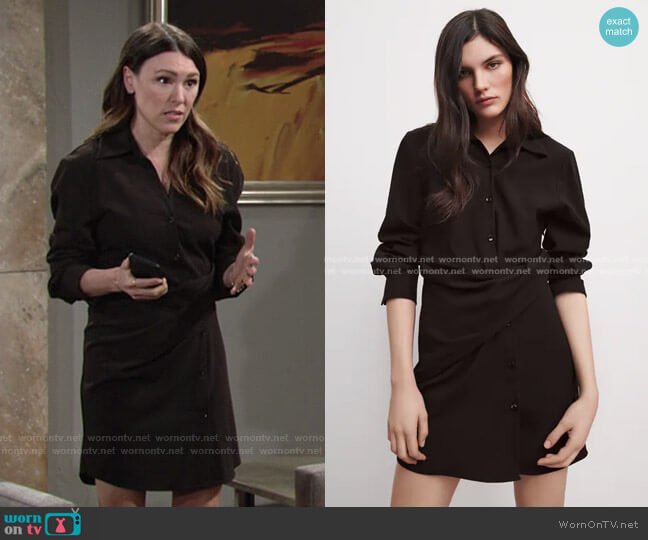Zara Draped Shirt Dress worn by Chloe Mitchell (Elizabeth Hendrickson) on The Young and the Restless