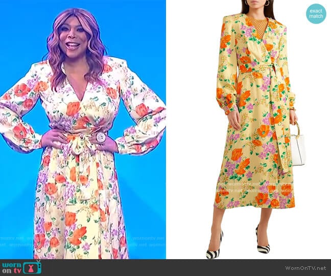Dries Van Noten Floral-jacquard midi wrap dress worn by Wendy Williams on The Wendy Williams Show