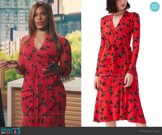 Diane von Furstenberg Crystal Long Sleeve Midi Dress worn by Mika (Kimrie Lewis) on Kenan