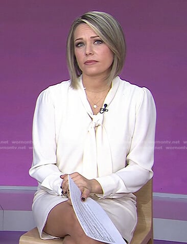 Dylan’s white tie neck dress on Today