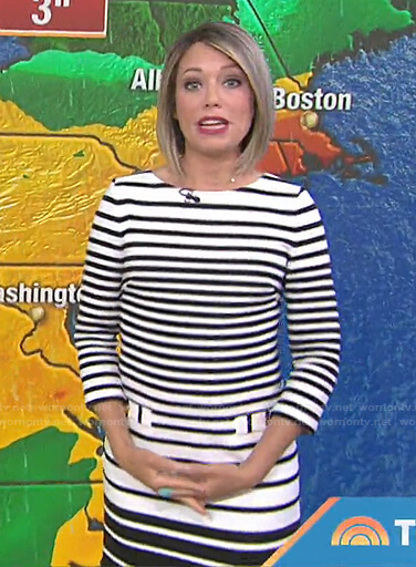 Dylan’s white and black striped dress on Today