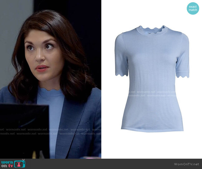 Elie Tahari Maggie Scalloped Knit Sweater