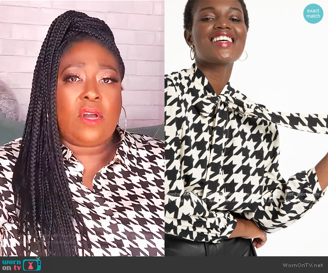 Eloquii Tie Neck Blouse worn by Loni Love on The Real