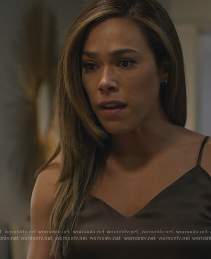 Emily’s brown silk cami on All Rise