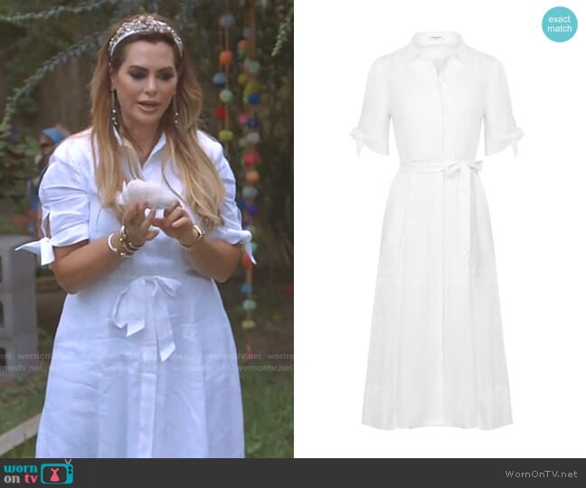 Equipment Irenne Tie-Waist Dress worn by D’Andra Simmons on The Real Housewives of Dallas