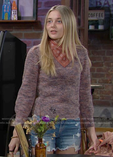 Faith’s purple marled sweater on The Young and the Restless