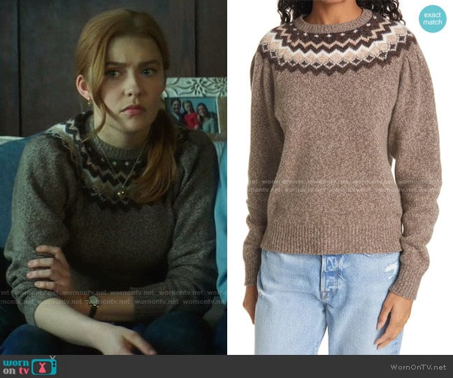 Frame Fair Isle Merino Wool & Cashmere Blend Sweater worn by Nancy Drew (Kennedy McMann) on Nancy Drew