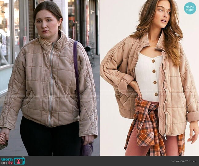 Free People Dolman Quilted Knit Jacket worn by Debbie Gallagher (Emma Kenney) on Shameless