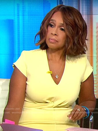 Gayle’s yellow twist front dress on CBS This Morning
