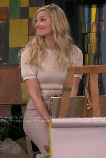 Gemma’s white short puff sleeve sweater on The Neighborhood