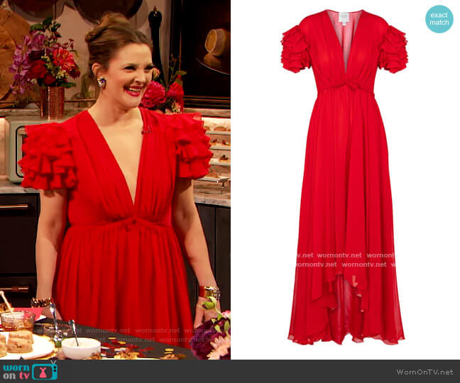 Giambattista Valli Ruffled silk crepe gown worn by Drew Barrymore on The Drew Barrymore Show