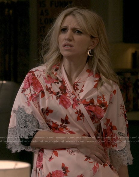 Gina’s pink floral robe on B Positive