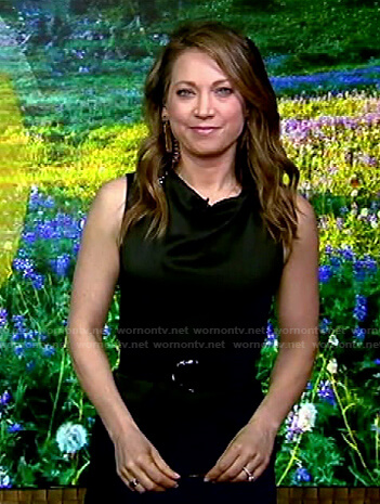 Ginger’s black tie waist jumpsuit on Good Morning America
