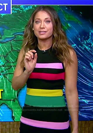 Ginger’s multicolor striped sleeveless dress on Good Morning America