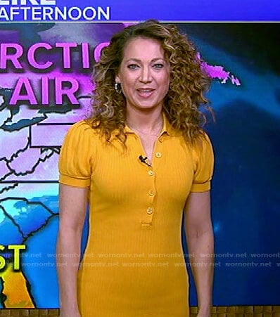 Ginger’s yellow ribbed polo dress on Good Morning America