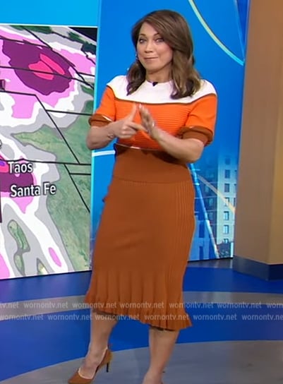 Ginger’s colorblock short sleeve sweater on Good Morning America