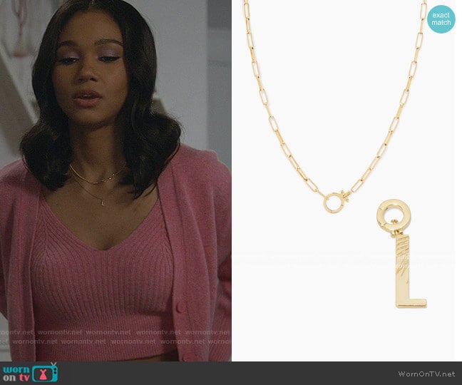 Gorjana Alphabet Parker Charm worn by Layla Keating (Greta Onieogou) on All American