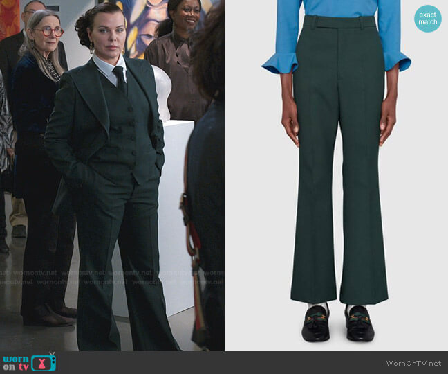 Gucci Fluid Drill Cropped Flare Pant worn by Maggie (Debi Mazar) on Younger