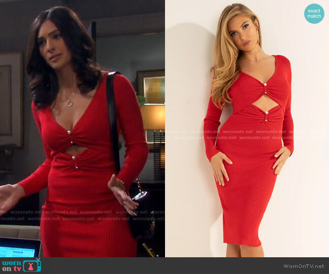 Guess Pierced Gianna Ribbed Dress worn by Gabi Hernandez (Camila Banus) on Days of our Lives