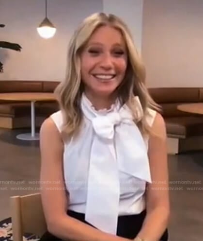 Gwyneth Paltrow’s white tie neck sleeveless top on Today