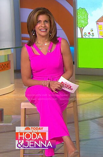 Hoda’s pink cutout v-neck jumpsuit on Today