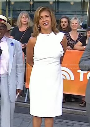 Hoda’s white ruffle sheath dress on Today