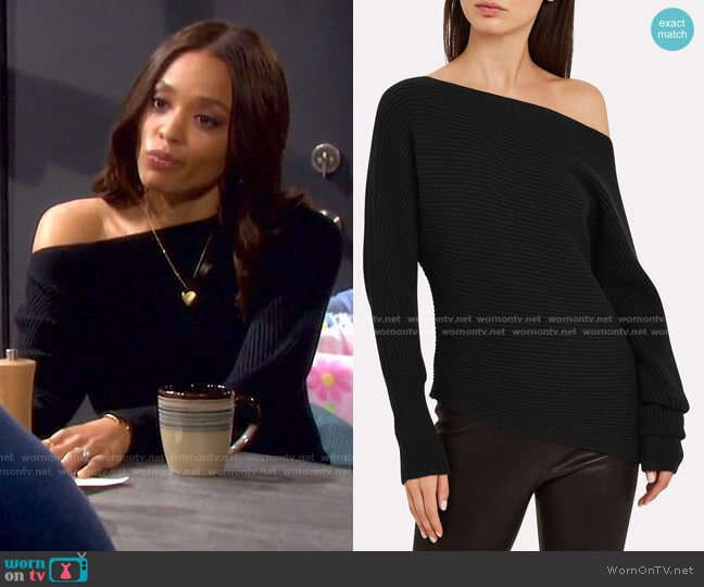 Intermix Jacqueline Off-The-Shoulder Sweater worn by Lani Price (Sal Stowers) on Days of our Lives