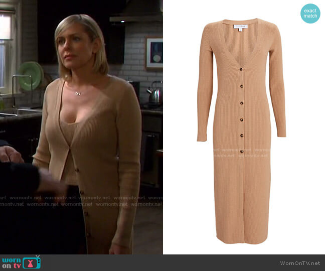 Intermix Layla Rib Knit Duster Cardigan worn by Nicole Walker (Arianne Zucker) on Days of our Lives