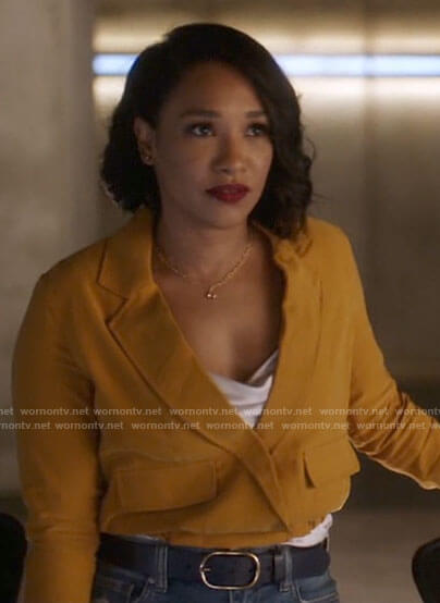 Iris’s yellow cropped jacket on The Flash
