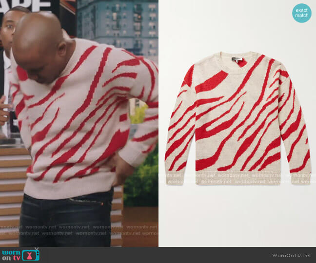 Isabel Marant Glenn Zebra-Intarsia Alpaca and Wool-Blend Sweater worn by Gary Williams (Chris Redd) on Kenan