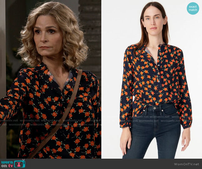 J. Crew Popover Top in Poppy Fields worn by Jean Raines (Kyra Sedgwick) on Call Your Mother