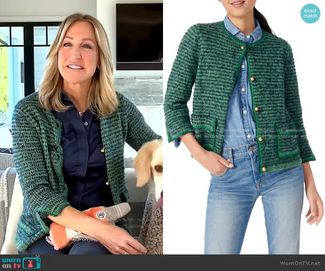 J. Crew Crochet Trim Sweater Jacket worn by Lara Spencer on Good Morning America