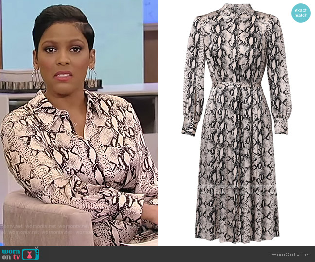 Jason Wu Snakeskin Print Belted Shirt Dress worn by Tamron Hall on Tamron Hall Show
