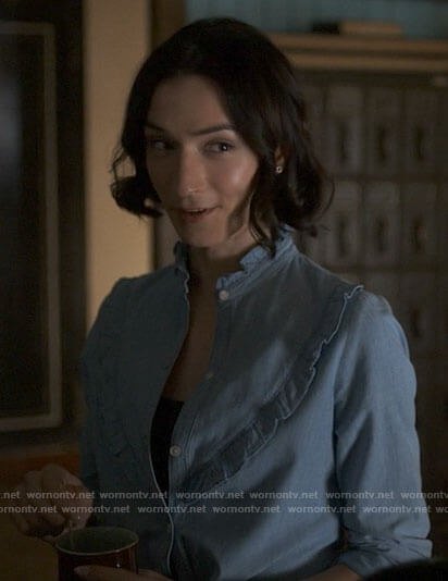 Jerrie’s chambray ruffle trim shirt on Big Sky
