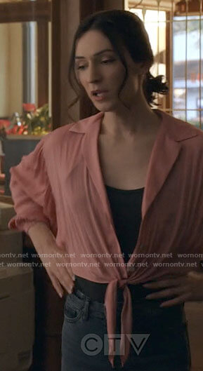 Jerrie’s pink tie front shirt on Big Sky