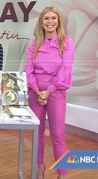 Jill’s pink houndstooth blouse and leather pants on Today