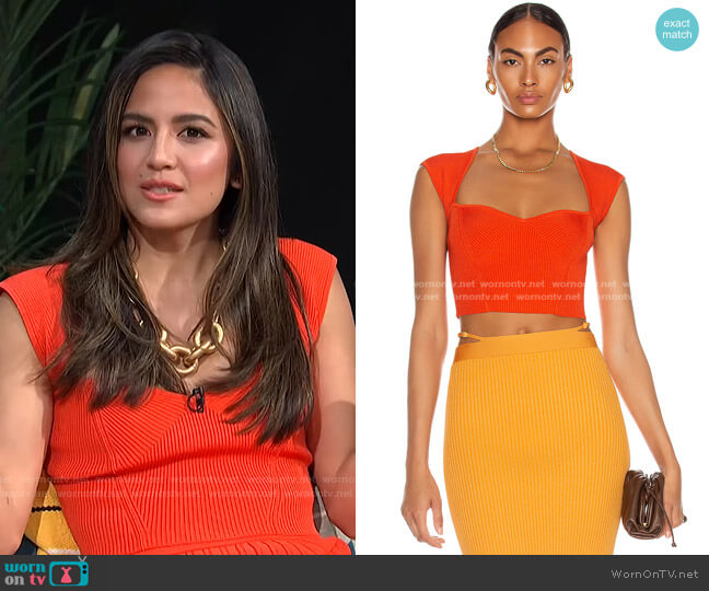 Jonathan Simkhai Abia Compact Rib Cropped T-Shirt worn by Erin Lim on E! News