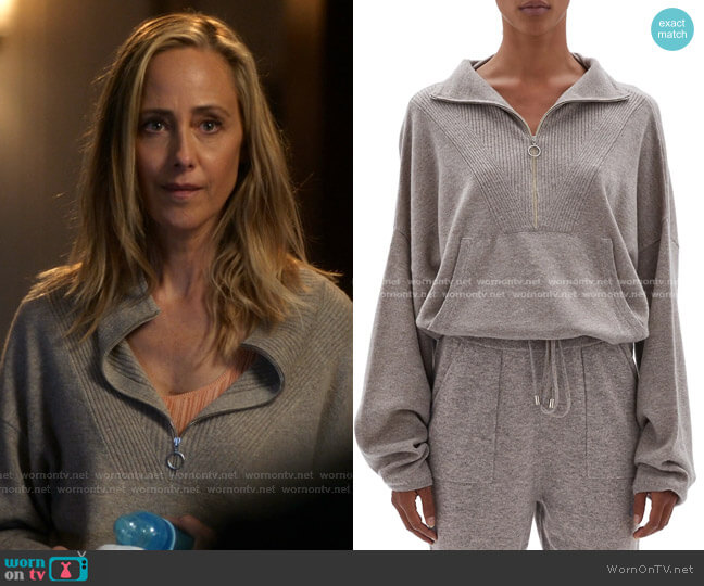 Jonathan Simkhai Hana Loungewear Knit Half-Zip Pullover worn by Teddy Altman (Kim Raver) on Greys Anatomy